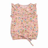 Premium Baby Girls Floral Frill Collar Tie Up Top