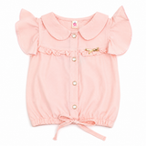 Baby Girls Peach Frill Collar Tie Up Top