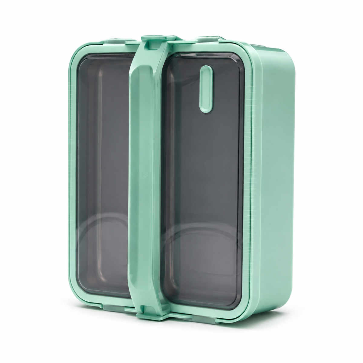 Mint Green Double Lunch Box with Secure Locking Lid