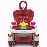 Cherry Baby Musical Walker with Toy Tray & Push Handle Red
