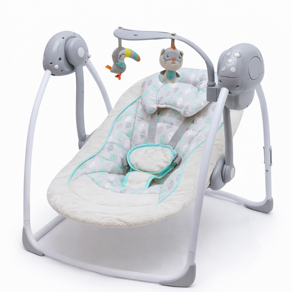 Baby Electric Swing with Hanging Toys & Safety Seat