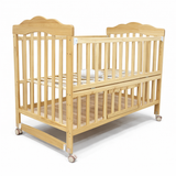 Wooden Baby Cot with Wheels & Adjustable Side Rail