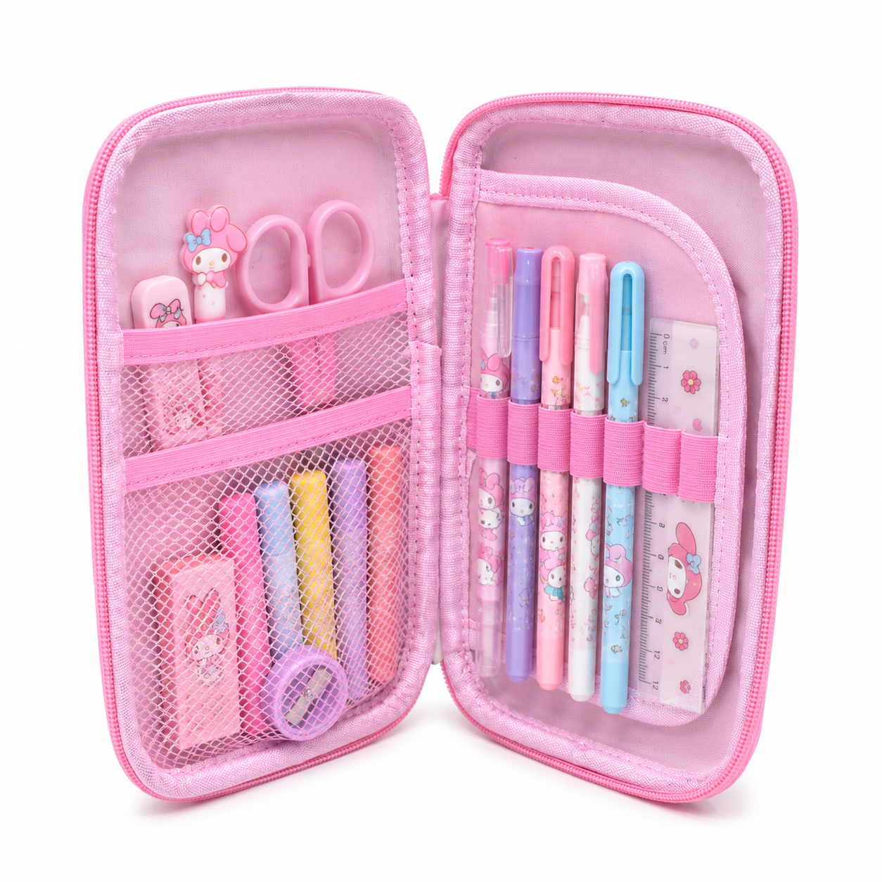 Cute Pink Double Layer Pencil Case for Kids