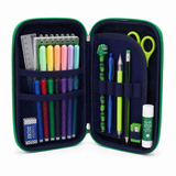 Green Double Layer Pencil Case for School Kids