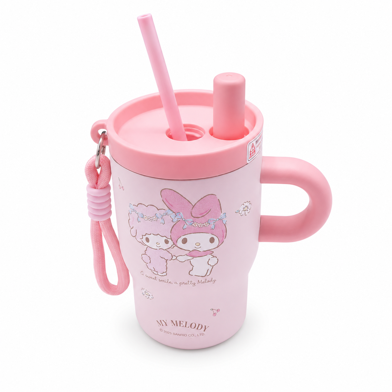 My Melody Stainless Steel Kids Tumbler with Straw & Handle Pink