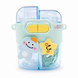 Cute Bear Dual Compartment Kids Water Bottle with Straw Blue & Mint