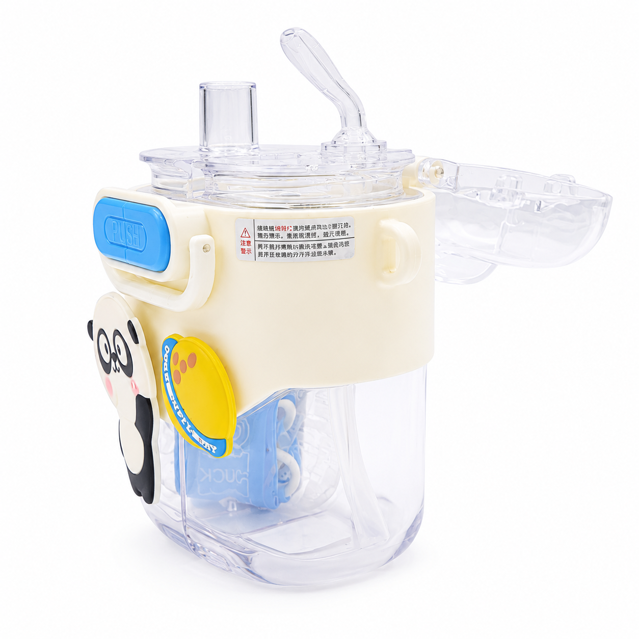 Cute Panda Dual Compartment Kids Water Bottle with Straw