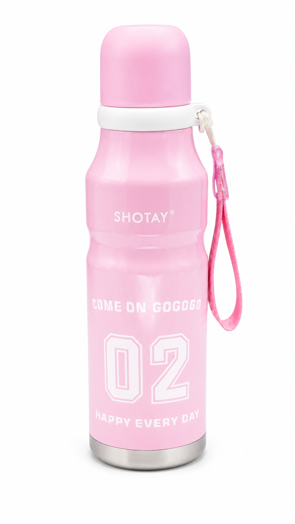 SHOTAY Stainless Steel Insulated Sports Water Bottle with Straw Pink
