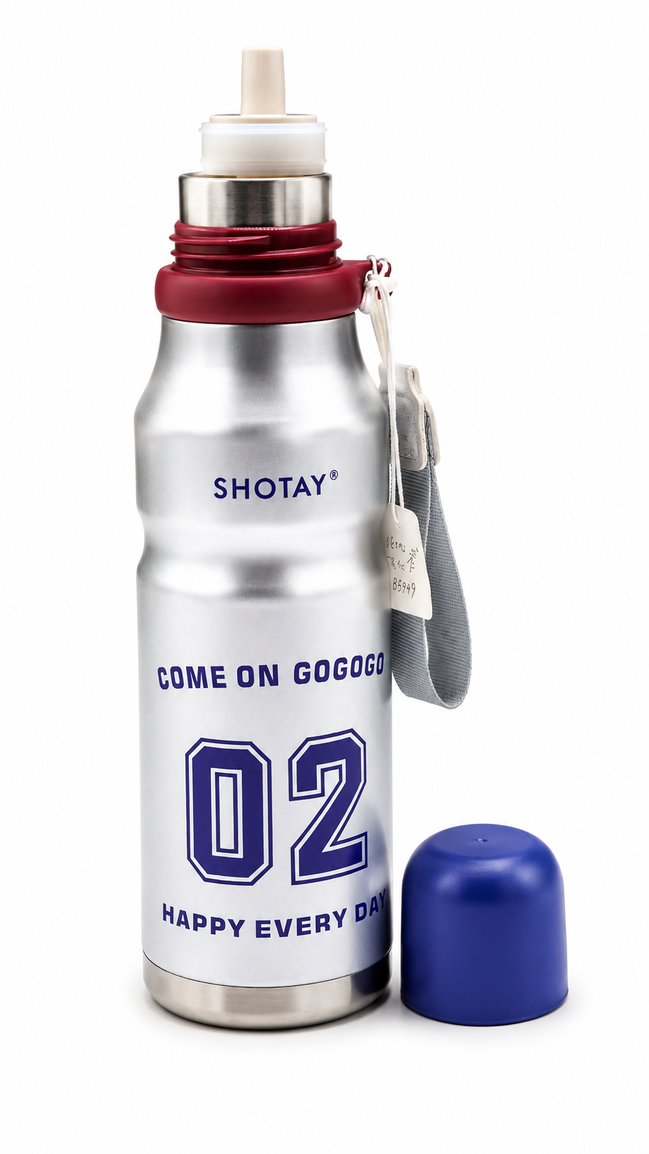 SHOTAY Stainless Steel Insulated Sports Water Bottle with Straw Silver