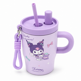 Kuromi Stainless Steel Kids Tumbler with Straw & Handle Purple