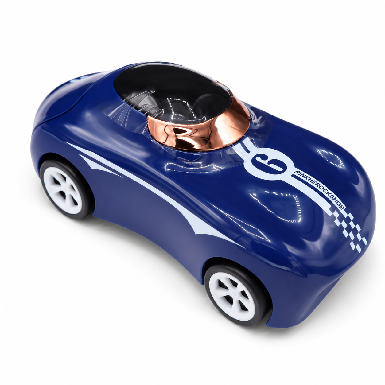 Kids Racing Car Water Bottle with Straw & Wheels Blue