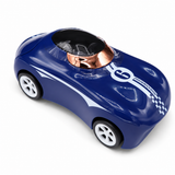 Kids Racing Car Water Bottle with Straw & Wheels Blue