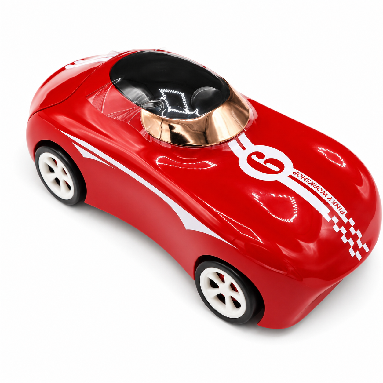 Kids Racing Car Water Bottle with Straw & Wheels Red
