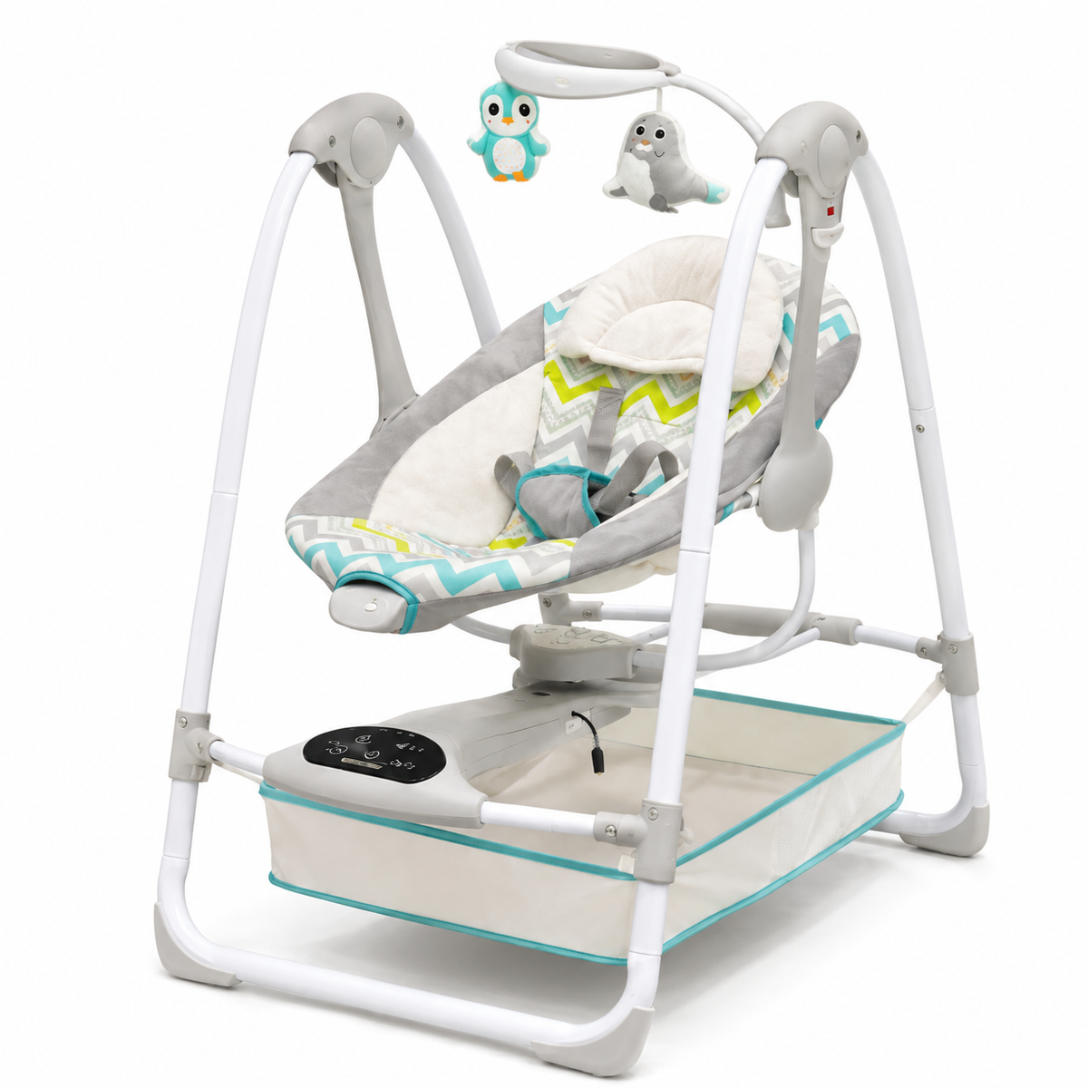 Electric Baby Swing with Music & Toy Bar Grey