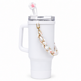 40oz Insulated Tumbler with Handle & Straw White