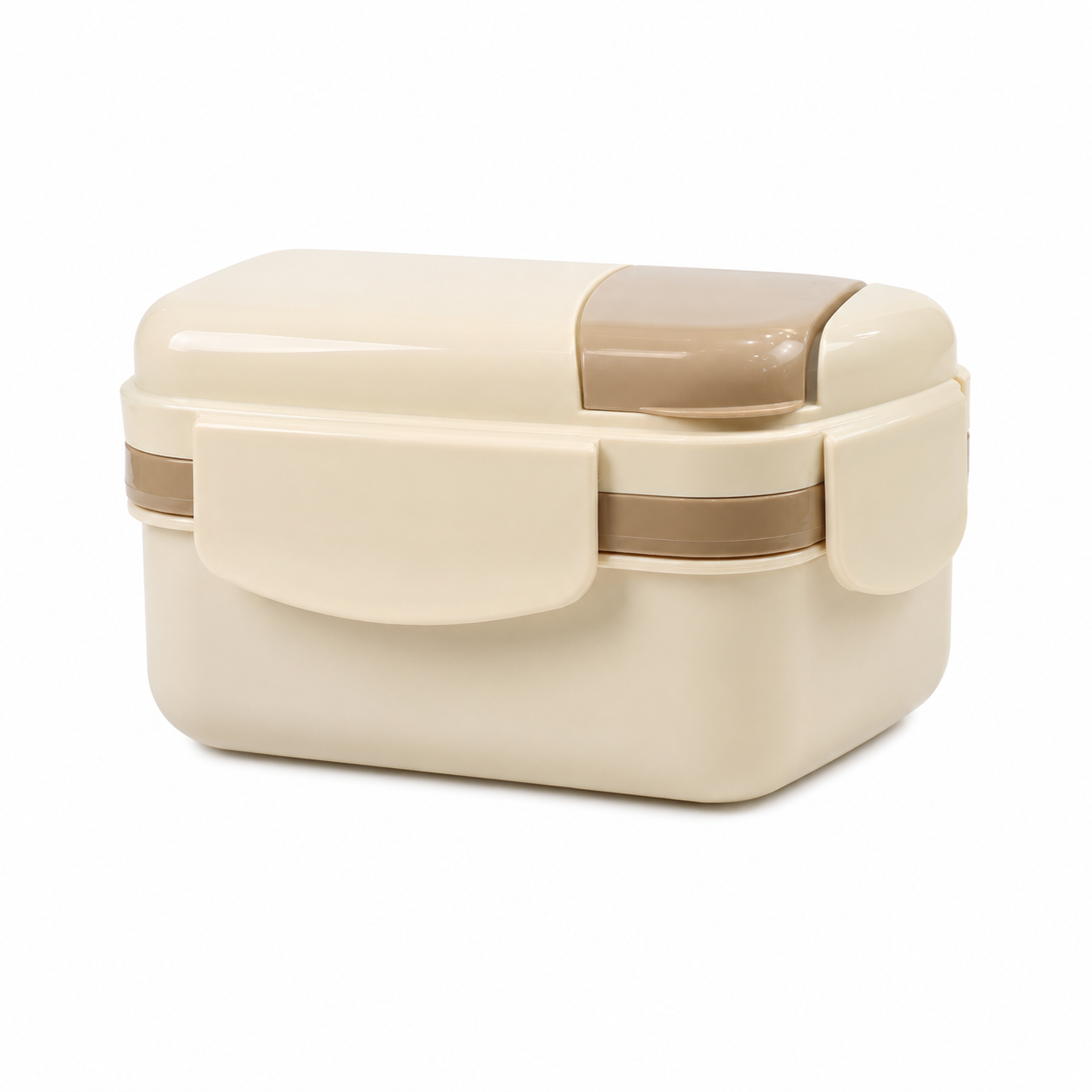 1100ml Lunch Box with Compartments Beige