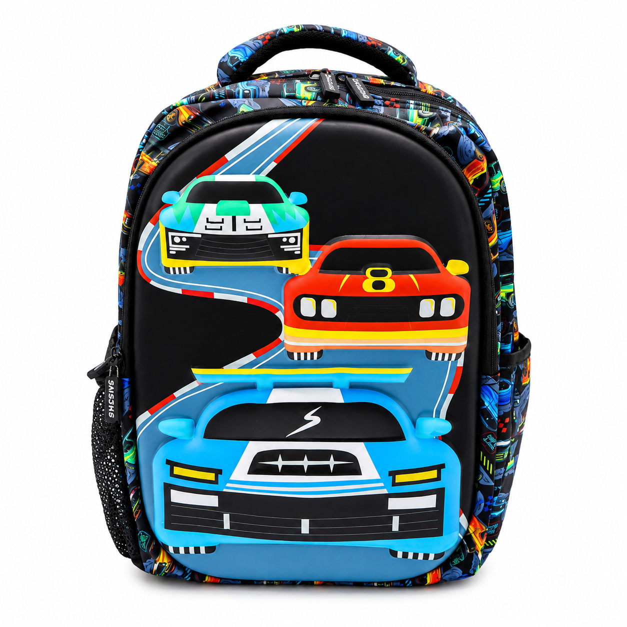 Kids Racing Cars School Backpack Hard Shell Travel Bag