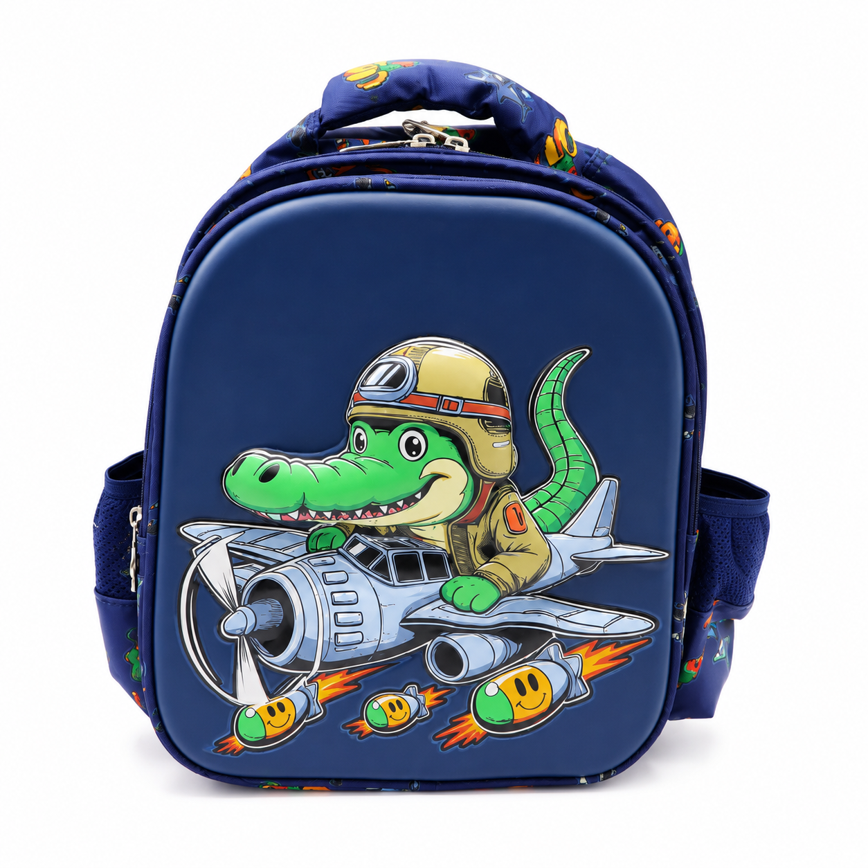 Crocodile Pilot Kids School Backpack Hard Shell Blue Bag