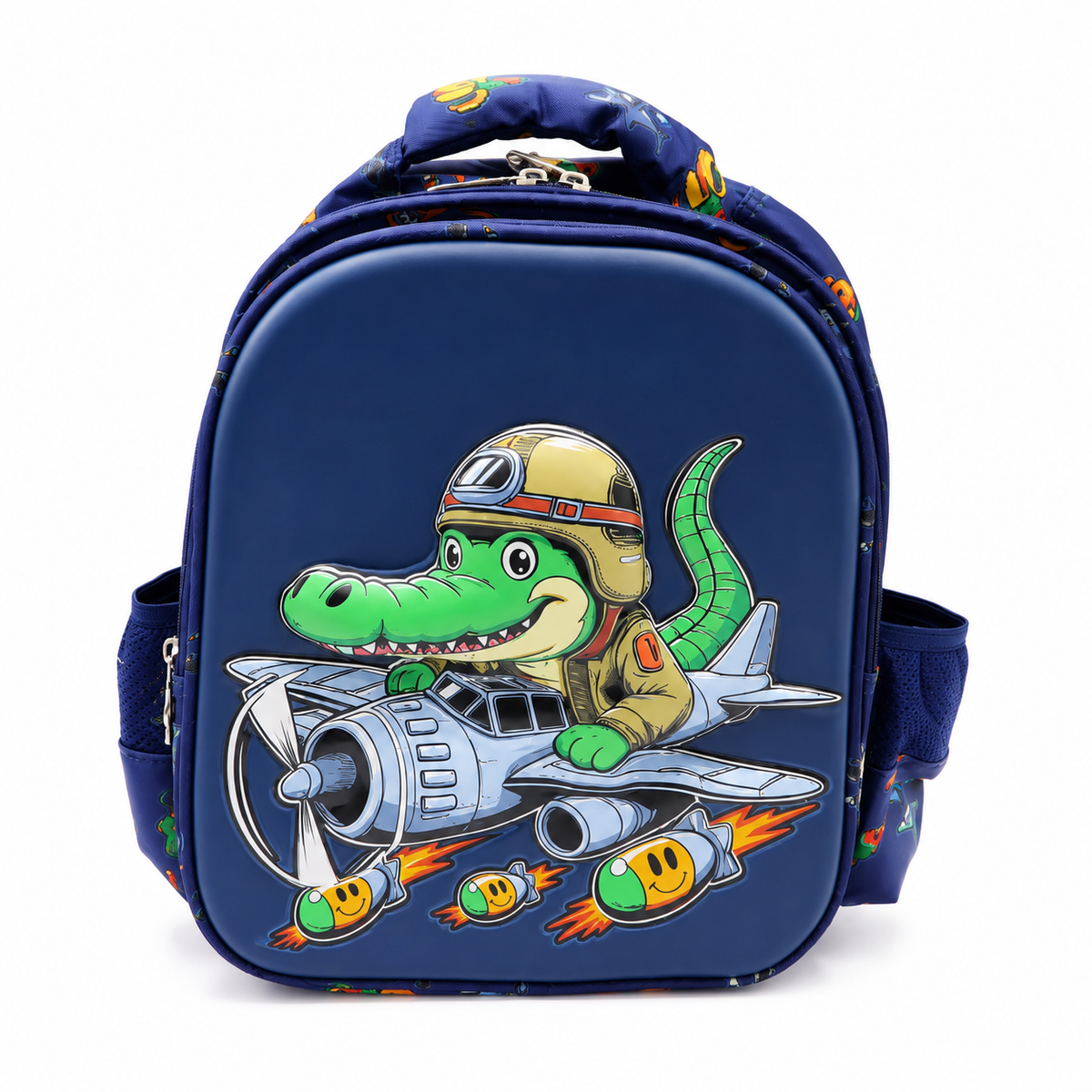 Crocodile Pilot Kids School Backpack Hard Shell Blue Bag