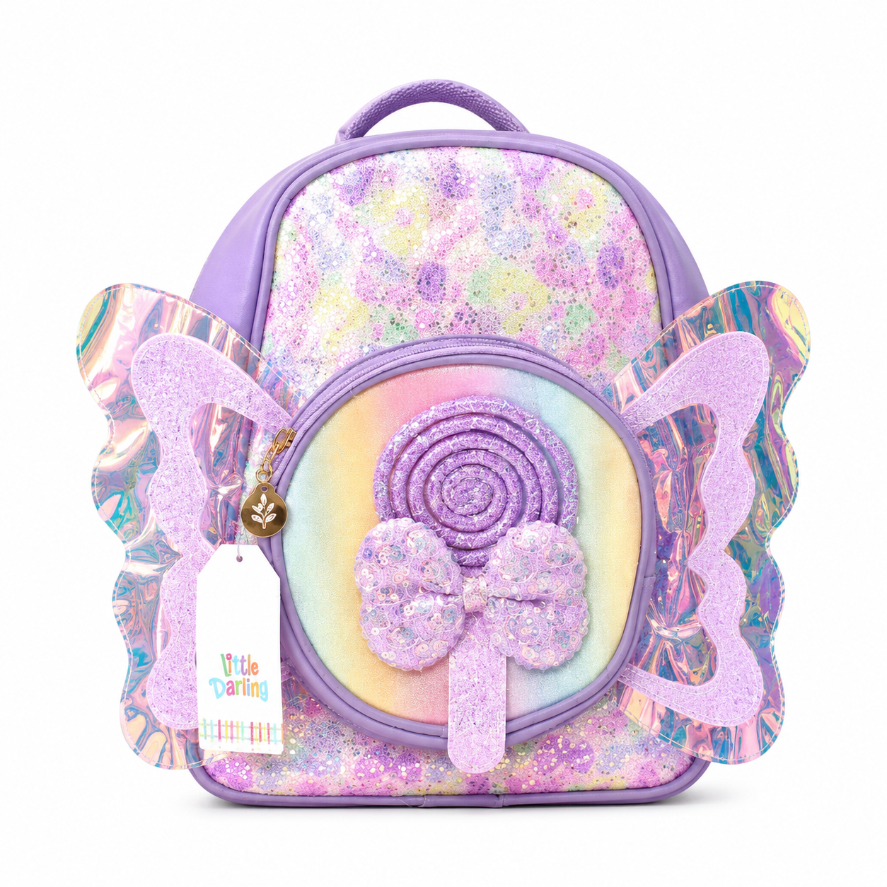 Girls Glitter Candy Butterfly Backpack Purple