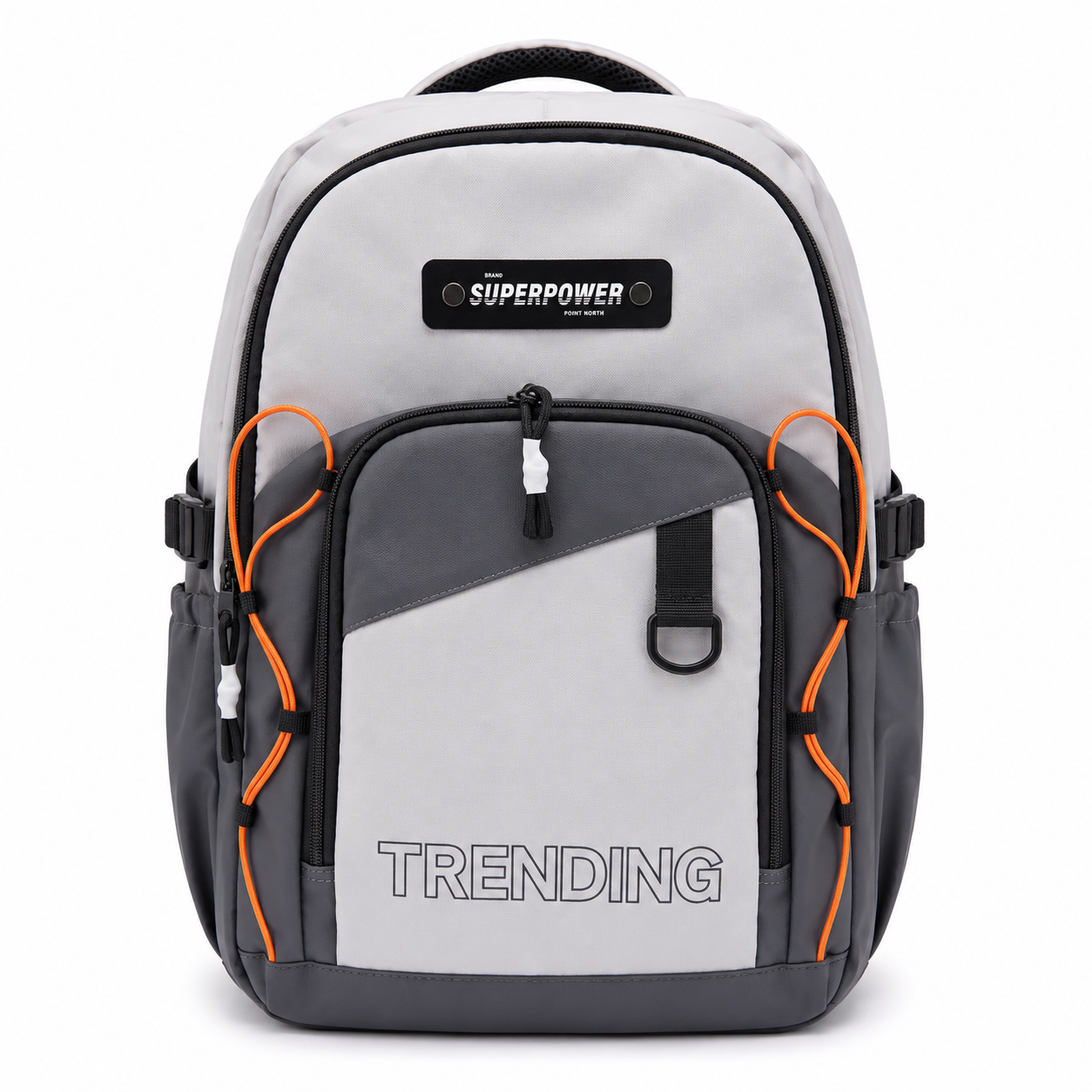 Superpower Trending School Backpack Grey & Black