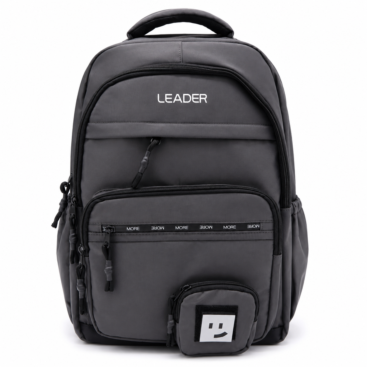 Leader School Backpack with Mini Pouch Grey Black