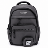 Leader School Backpack with Mini Pouch Grey Black