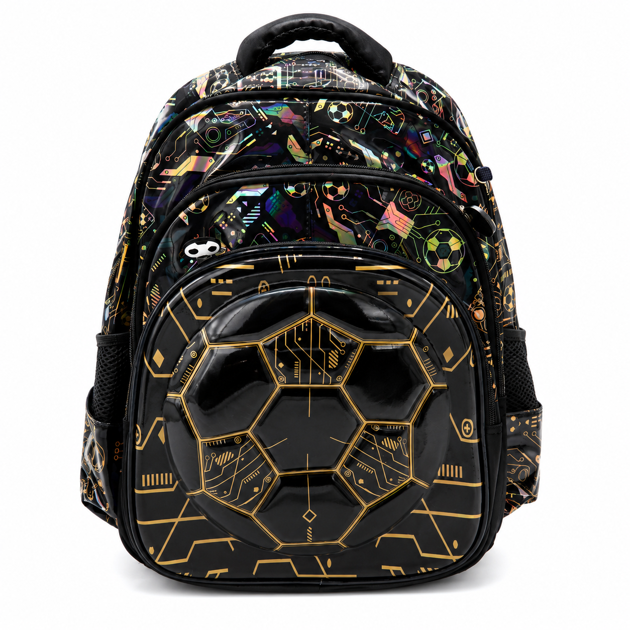 Premium 3D Football School Backpack Black Gold