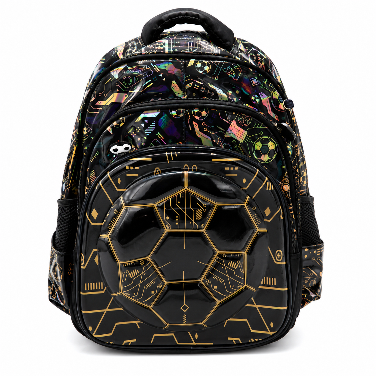 Premium 3D Football School Backpack Black Gold