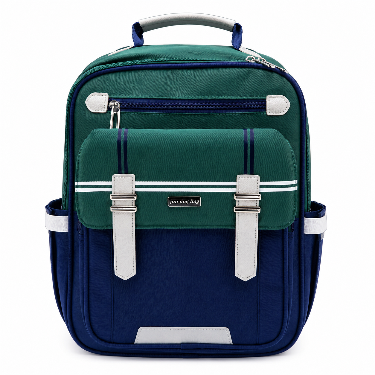 Classic Green & Navy Kids School Backpack