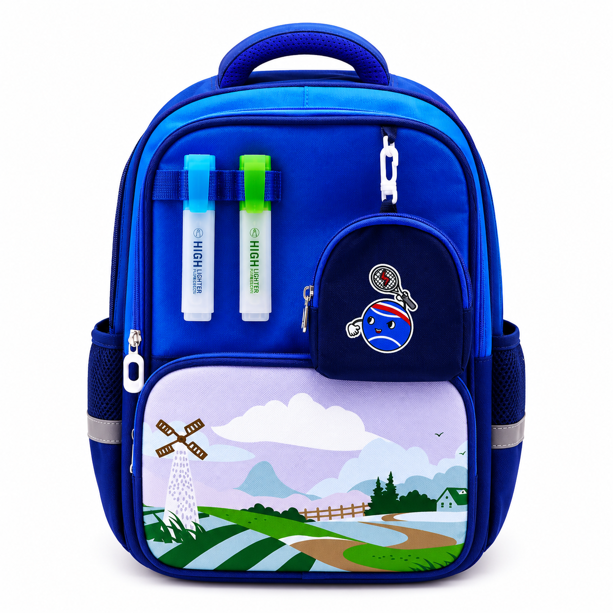 Blue Kids School Backpack with Pencil Holder