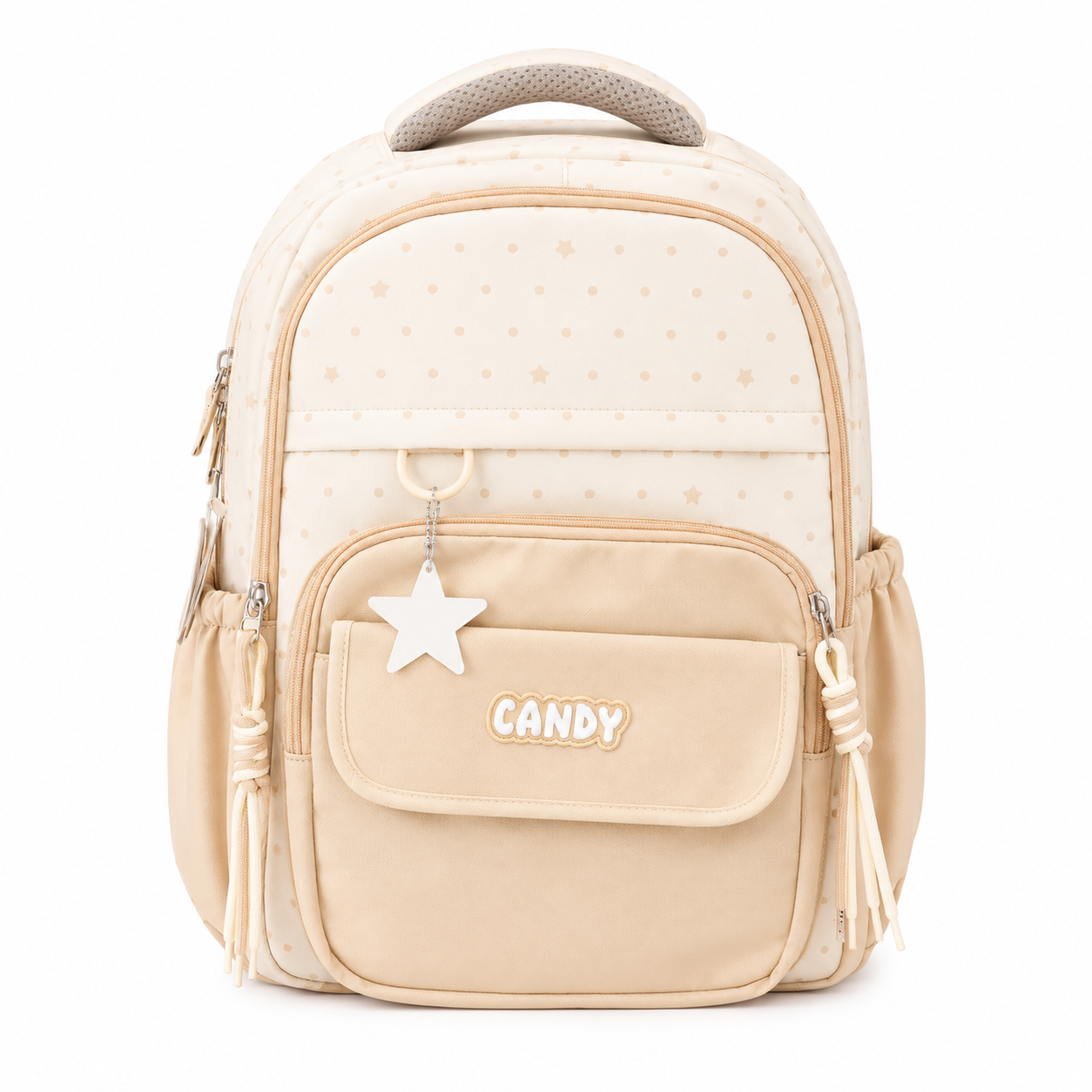 Beige Kids School Backpack with Front Pocket