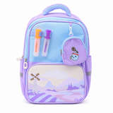 Kids School Backpack with Mini Pouch Purple Blue