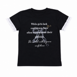 Girls Black Lace Sleeve T-Shirt