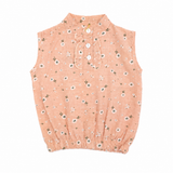 Girls Peach Floral Sleeveless Top