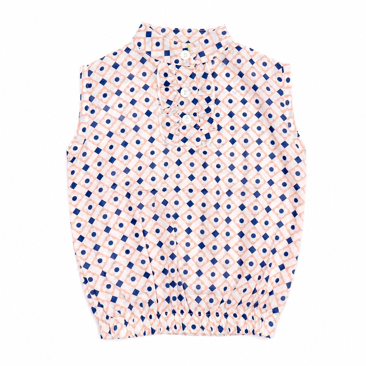 Girls Printed Sleeveless Ruffle Top