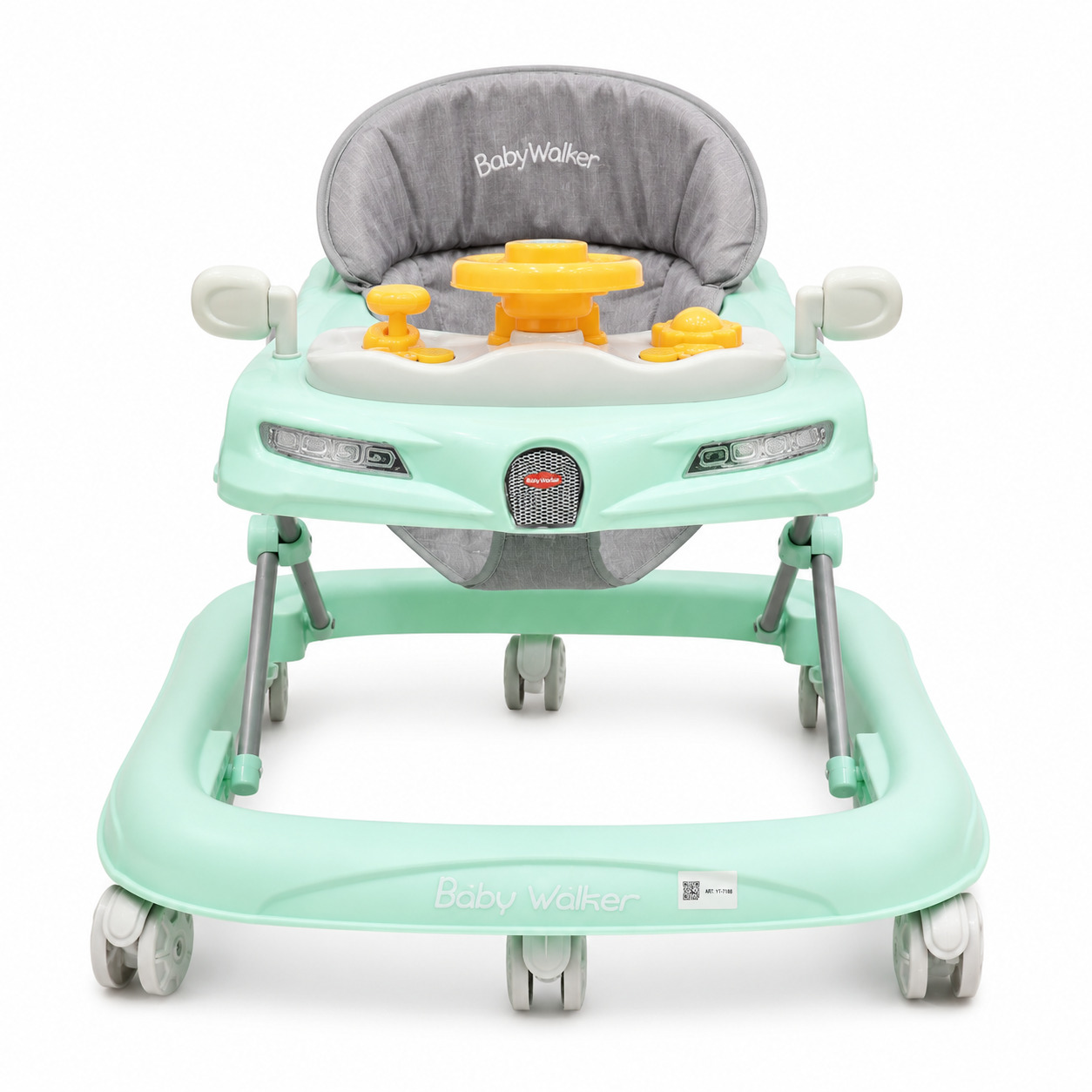 Baby Walker Musical Steering Wheel & Adjustable Height Mint Green