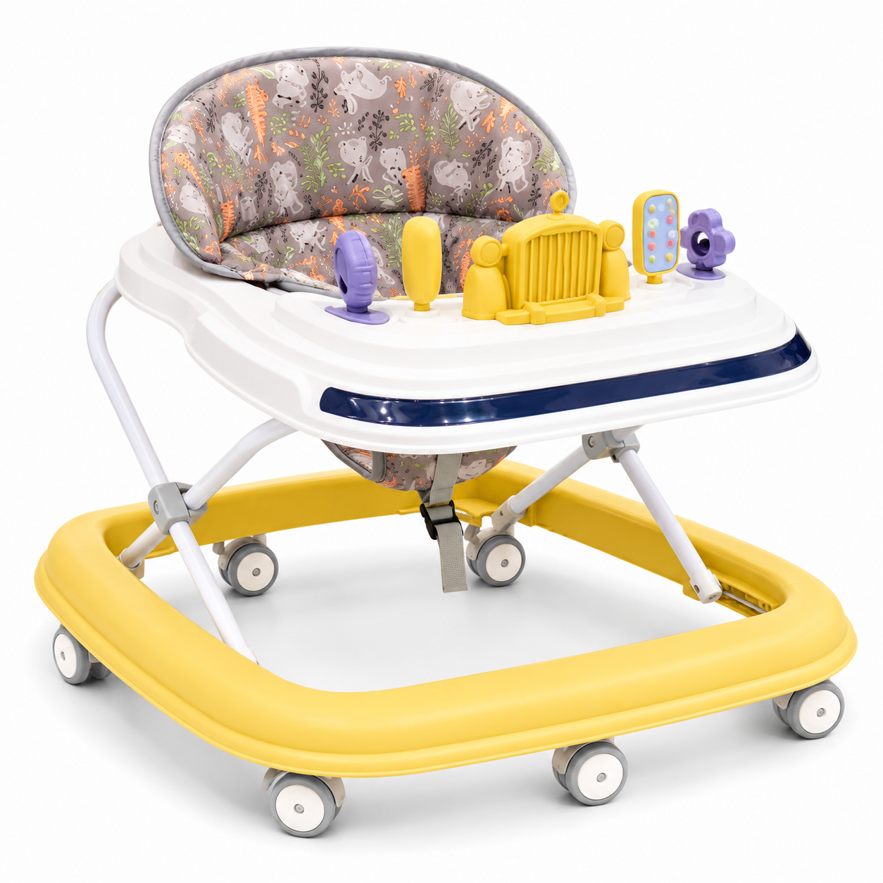 Baby Walker with Toy Tray and Adjustable Height