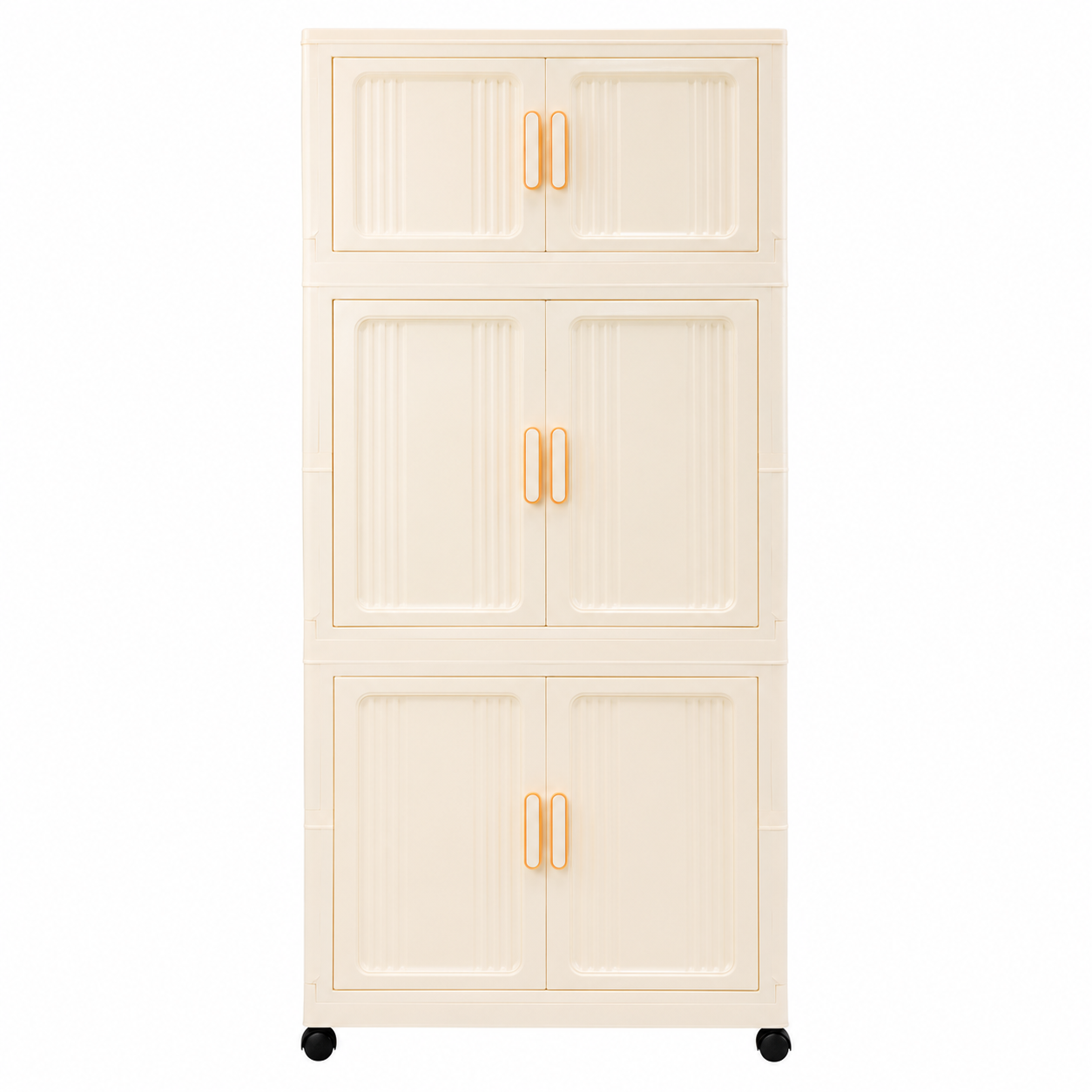 Multi-Layer Storage Cabinet with Wheels Cream
