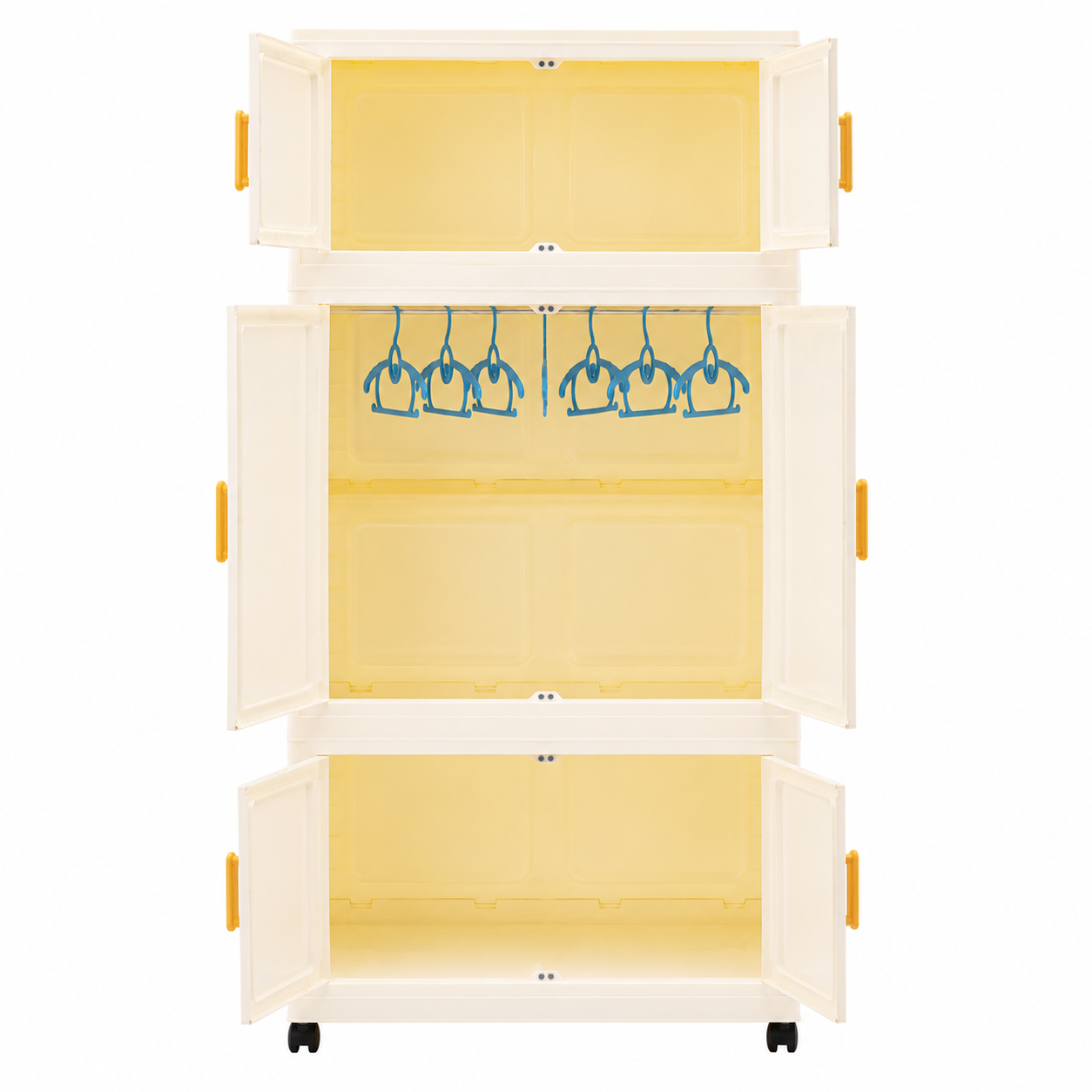 Multi-Layer Storage Cabinet with Wheels Cream