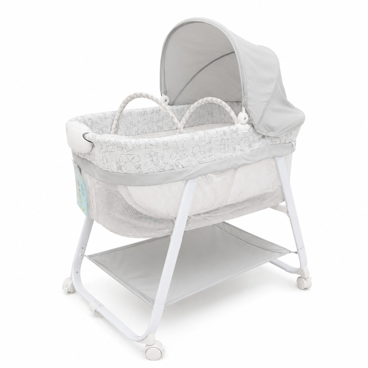 Portable Baby Bassinet with Canopy Grey