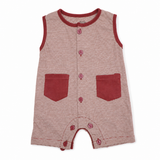 Baby Striped Sleeveless Romper with Front Pockets