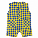 Baby Checkered Sleeveless Romper with Pockets