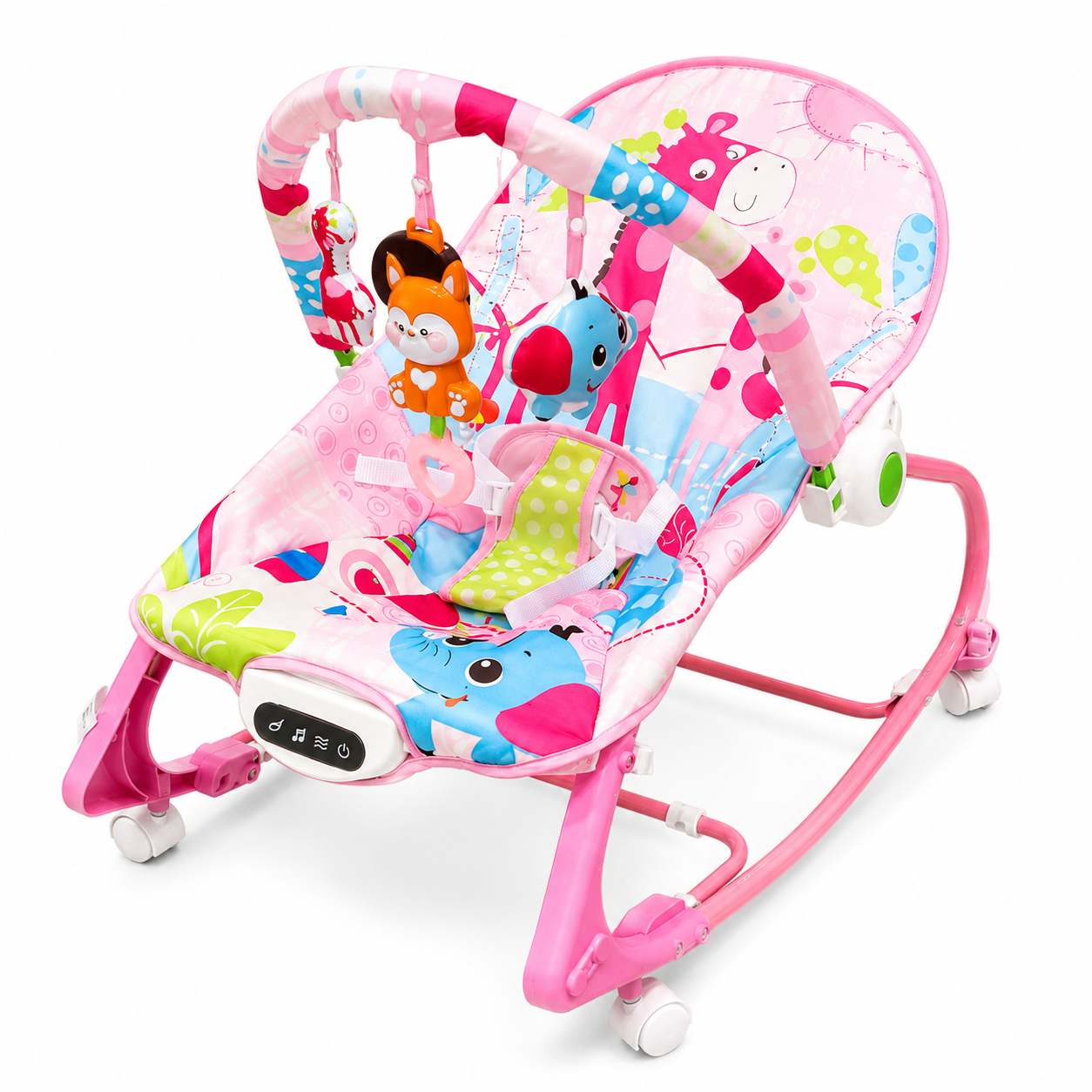 Baby Musical Rocker Bouncer with Hanging Toys Pink