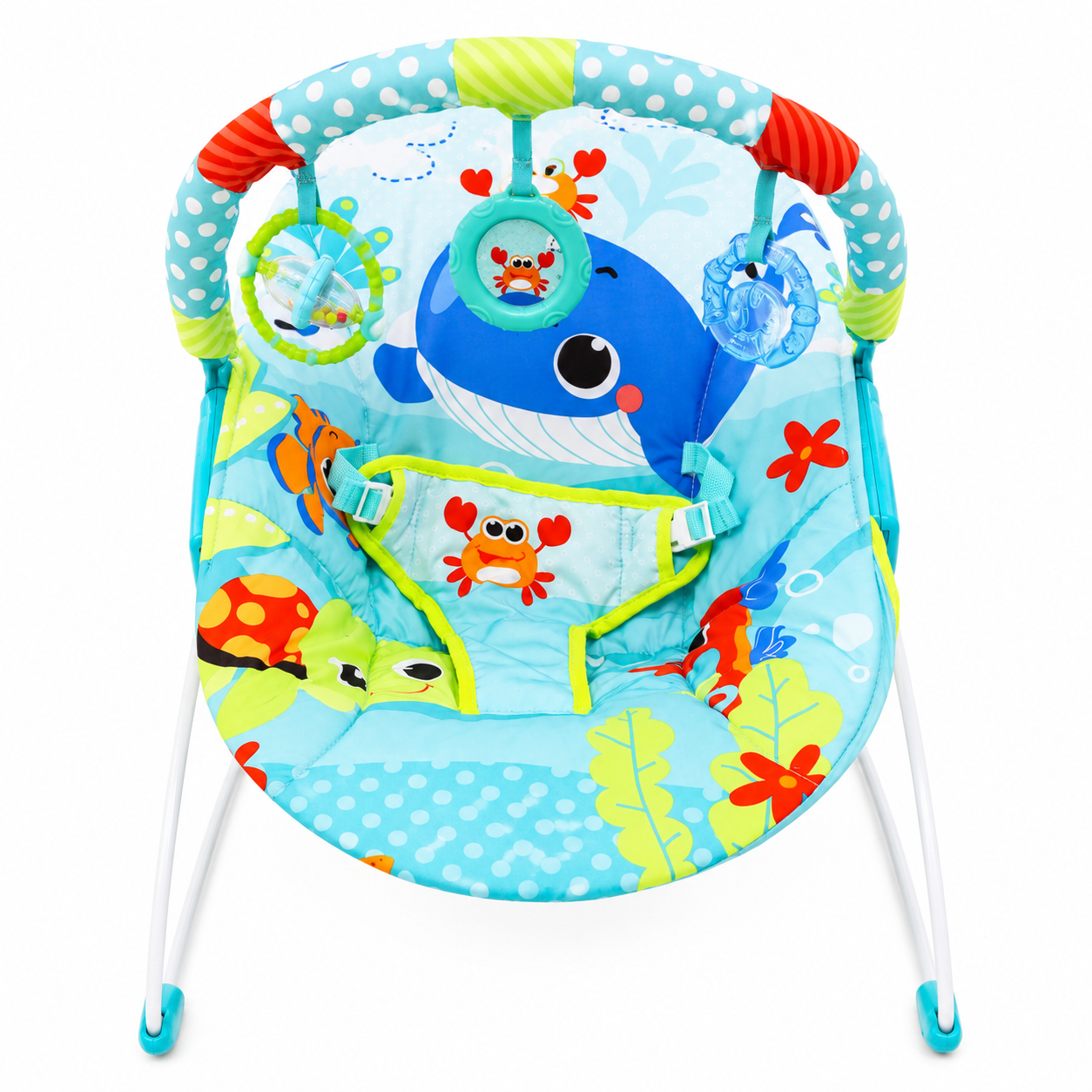 Ocean Theme Baby Bouncer Seat with Toy Bar