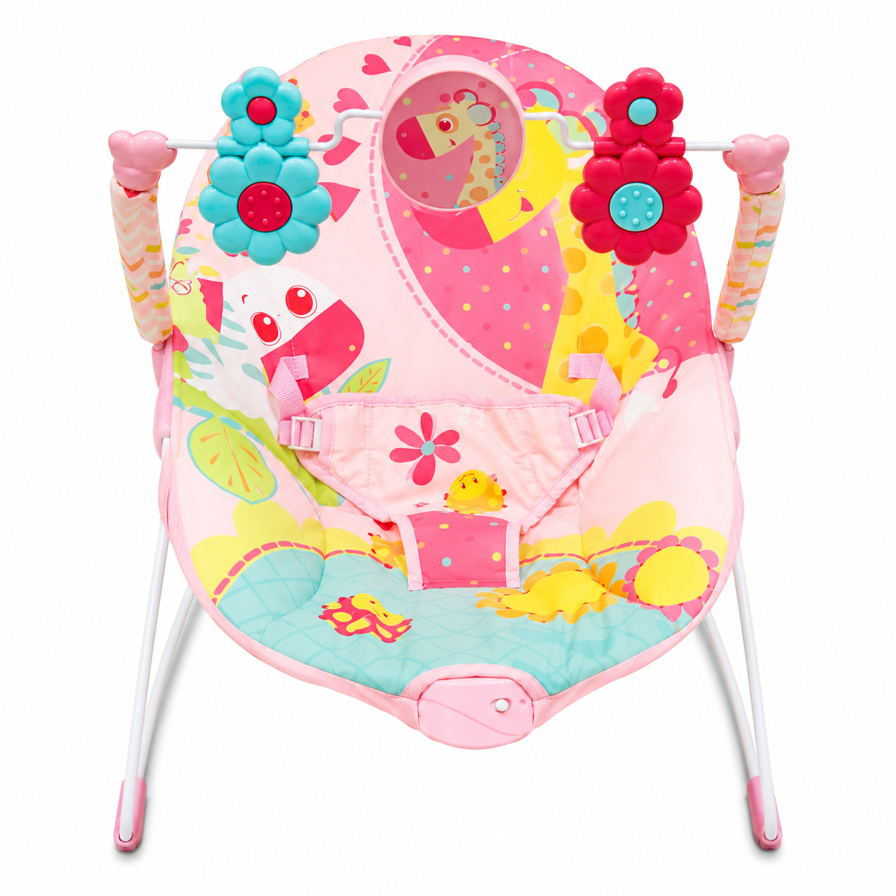 Baby Bouncer Seat with Toy Bar pink Animal Print