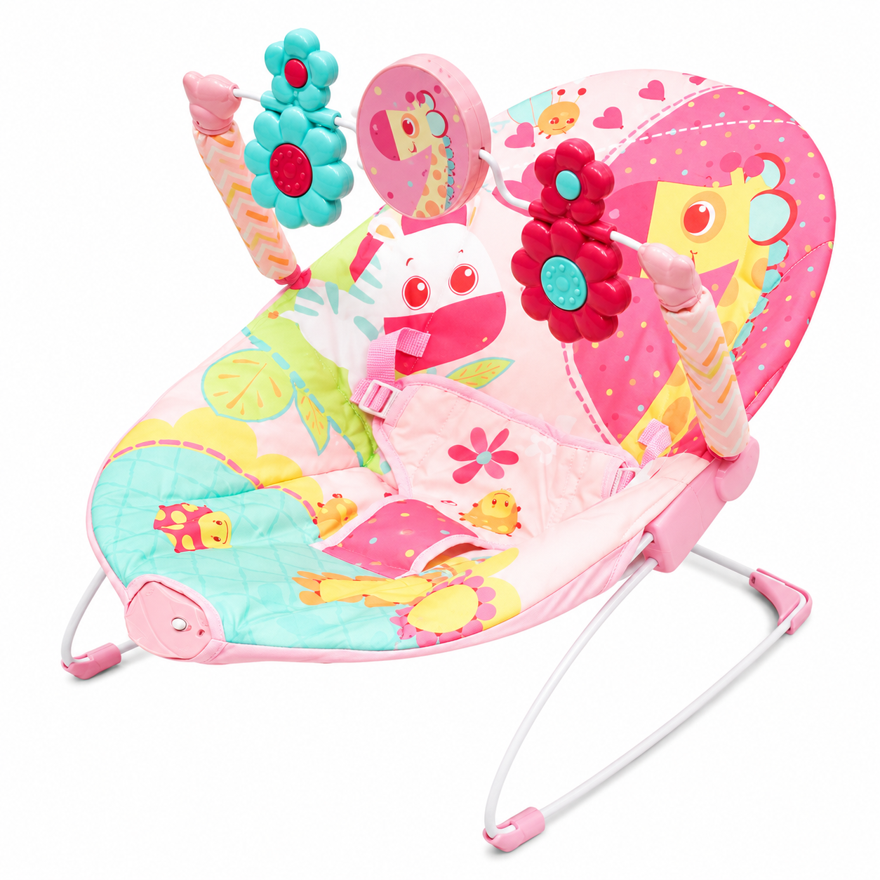 Baby Bouncer Seat with Toy Bar pink Animal Print