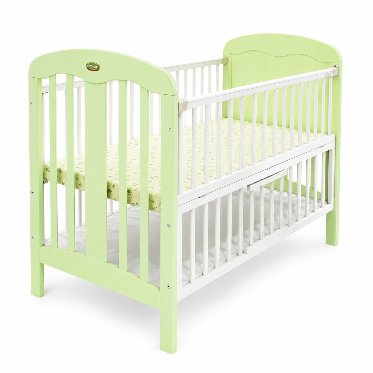 Wooden Baby Cot Green & White
