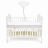 Premium Wooden Baby Cot with Mosquito Net White