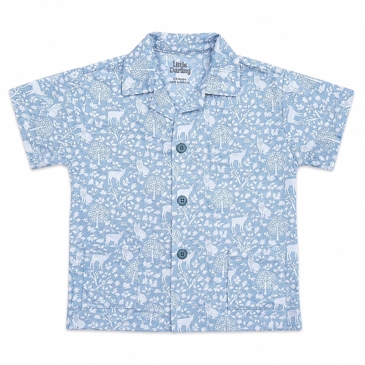 Printed Shirt & Shorts Set Sky Blue by Little Darling